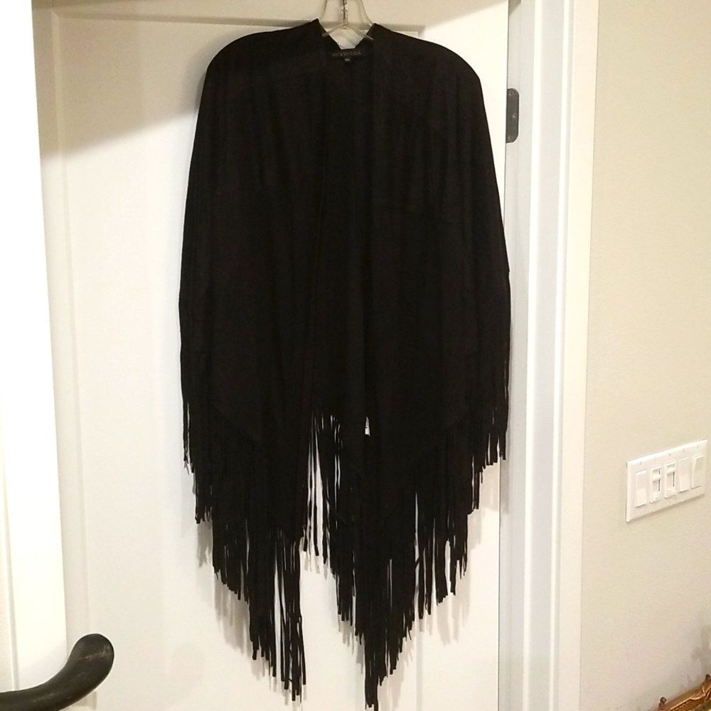 Hot & Delicious Black Fringed Cape Size M/L